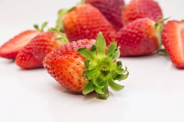 Conjunto Fresas Aisladas Blanco — Foto de Stock