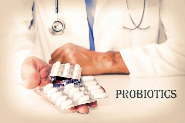 probiotics, doctor with pills