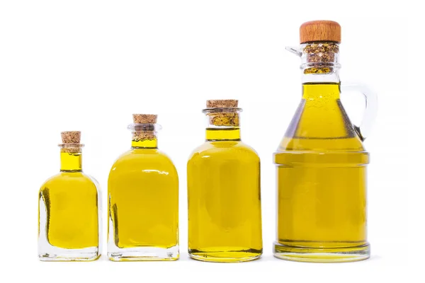 Bottiglie Olio Extravergine Oliva Isolate — Foto Stock