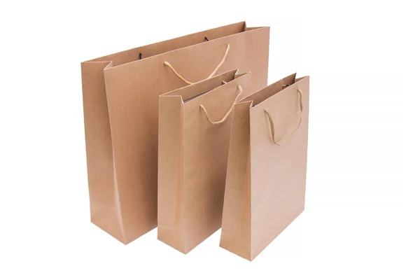 Recycled Brown Paper Bags Isolated — Stock Photo, Image