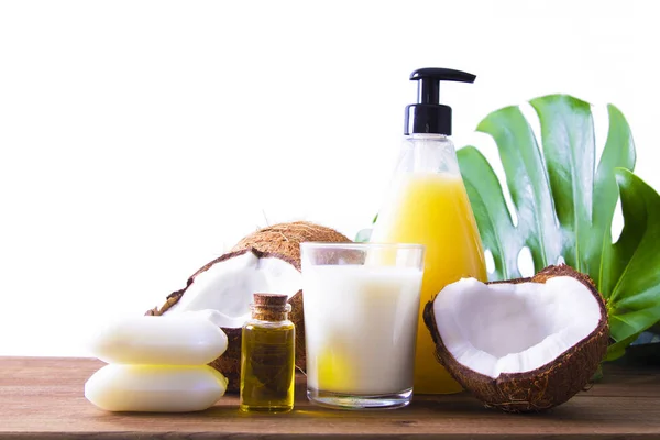 coconut products for cleaning and body relaxation. beauty and relaxation treatment