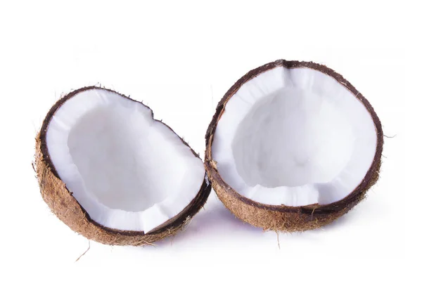 Kokosnussstücke Isoliert Auf Weiß — Stockfoto