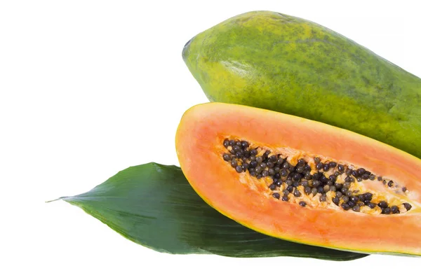 Skiva Papaya Tropisk Frukt Isolerade — Stockfoto