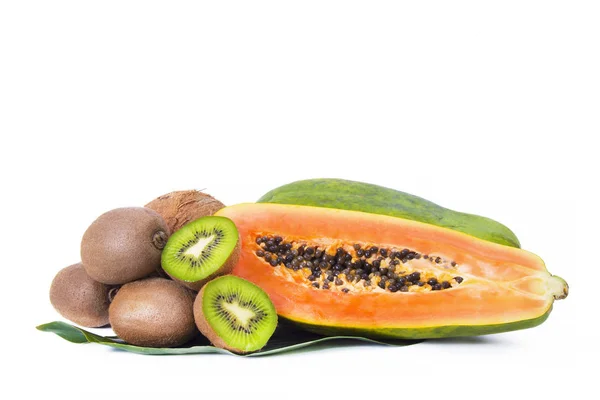 Frutas Tropicales Papaya Kiwi Coco —  Fotos de Stock