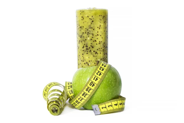 リンゴと緑の野菜ジュース 健康的な食事の概念 — ストック写真
