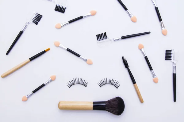 Bovenaanzicht Van Make Cosmetica Set — Stockfoto