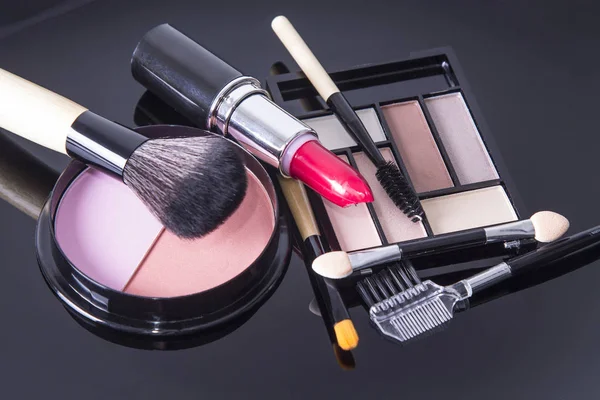 Bovenaanzicht Van Make Cosmetica Set — Stockfoto