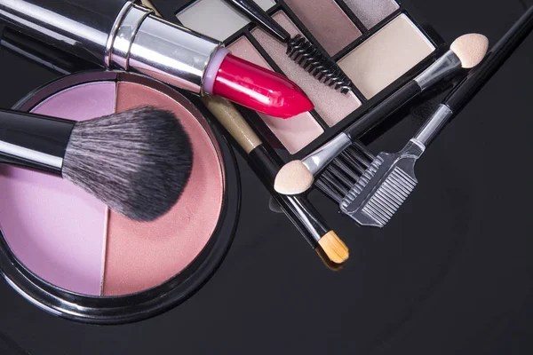 Bovenaanzicht Van Make Cosmetica Set — Stockfoto