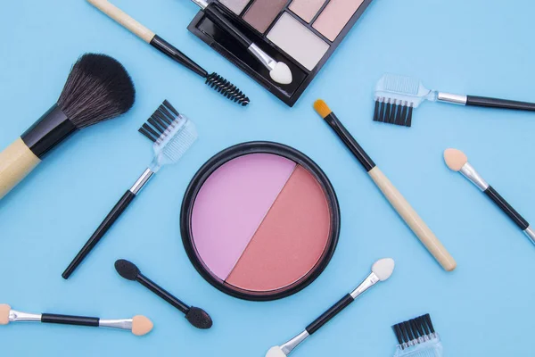Bovenaanzicht Van Make Cosmetica Set — Stockfoto