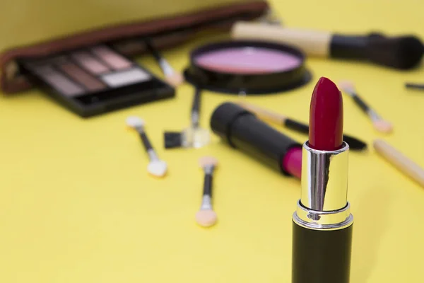 Lipstick Professional Makeup Beauty Lipstick Tints Palette Closeup Colorful Lipsticks — Stock Photo, Image