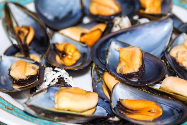 Plate Steamed Mussels — Stock Photo, Image