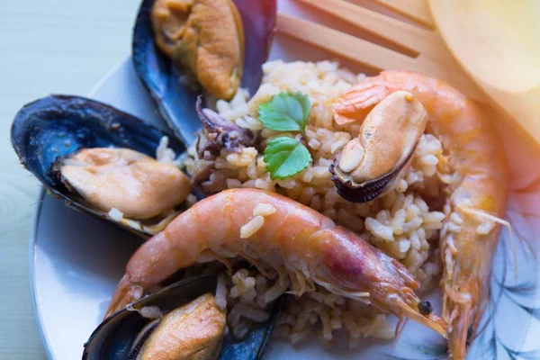 Chutná Rýže Mořskými Plody — Stock fotografie