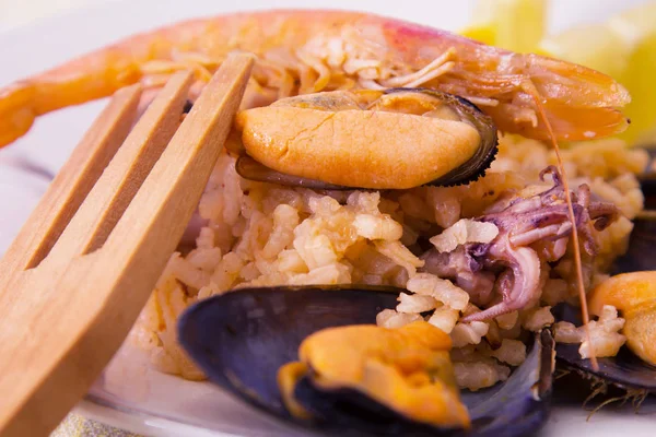 Leckerer Reis Mit Meeresfrüchten — Stockfoto