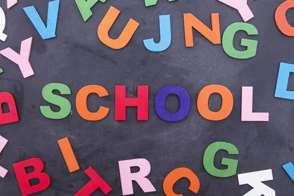 Letters Pencils Blackboard Back School Concept — Stock Photo, Image