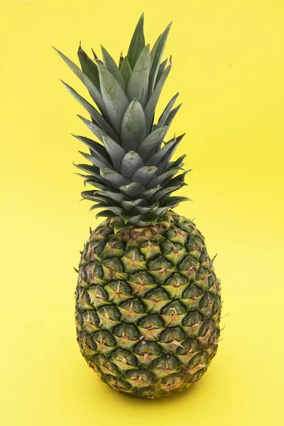 Tropical Summer Fruit Pineapple Yellow Background — Stock Photo, Image