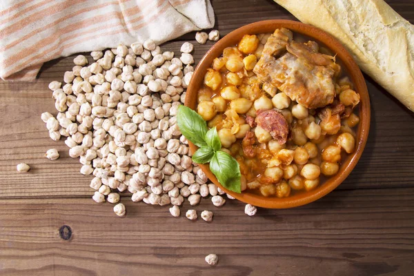 Clay Casserole Stewed Chickpeas — Stock Photo, Image