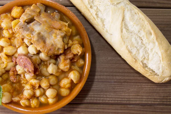 Casserole Stewed Chickpeas Meat — Stock Photo, Image