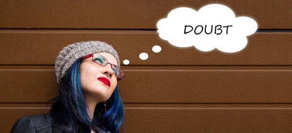 Young Woman Thinking Doubt — Stock Photo, Image