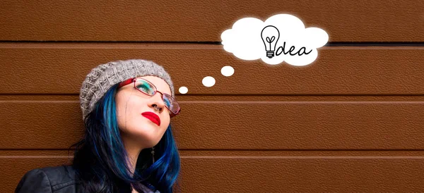 Young Woman Thinking Idea — Stock Photo, Image