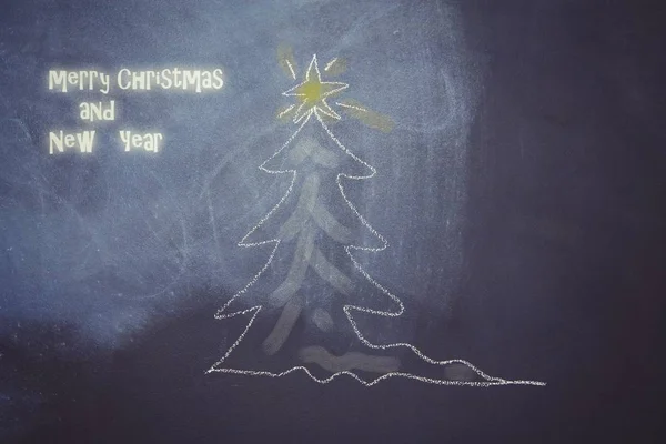 Рисует Рождественскую Меловую Доску Форме Спирали Шаблон Плаката Поздравительной Открытки — стоковое фото