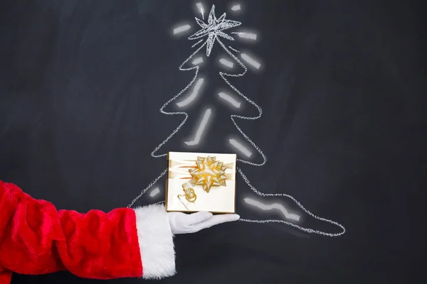 Santa Claus Boîte Main Cadeau Nouvel Noël Carte Vœux — Photo
