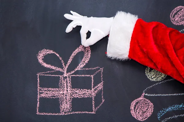 Mano Santa Claus Con Regalo Natale — Foto Stock