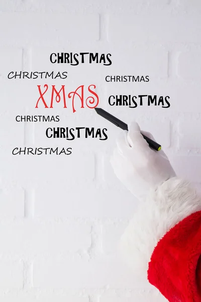 Santa Claus Writing Christmas New Year Congratulation — Stock Photo, Image