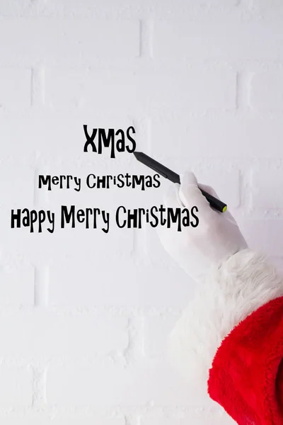 Santa Claus Writing Christmas New Year Congratulation — Stock Photo, Image