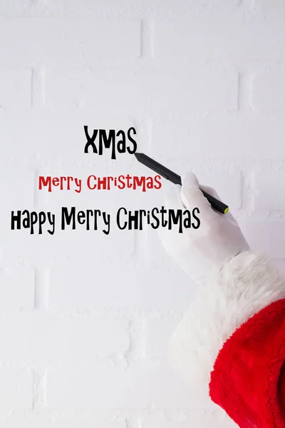 Santa Claus Writing Christmas New Year Congratulation — Stock Photo, Image