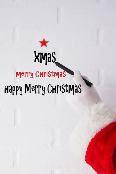 Santa Claus Writing Christmas New Year Congratulation — Stock Photo, Image