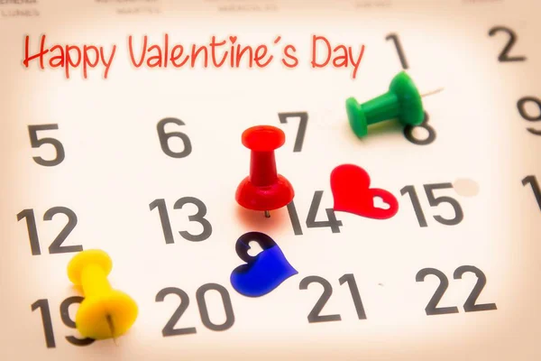Calendar Pins Hearts — Stock Photo, Image