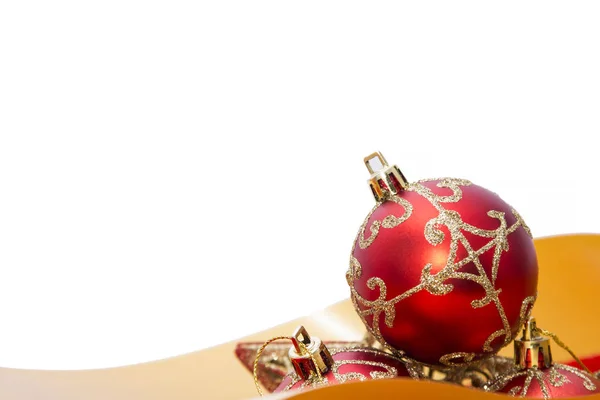 Christmas Card Christmas Balls Ribbons Isolated — Stock Photo, Image