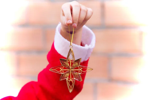 Mão Segurando Estrela Natal Feliz Natal — Fotografia de Stock