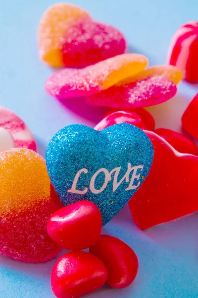 Jelly Beans Heart Concept Valentines Day — Stock Photo, Image