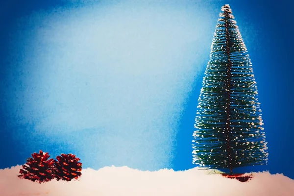 Albero Natale Ananas Sfondo Blu — Foto Stock