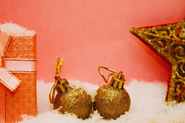Christmas Postcard Gift Box Balls — ストック写真