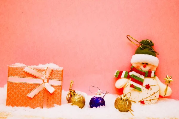 Saudação Natal Com Boneco Neve — Fotografia de Stock