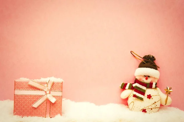 Saluto Natale Con Pupazzo Neve — Foto Stock