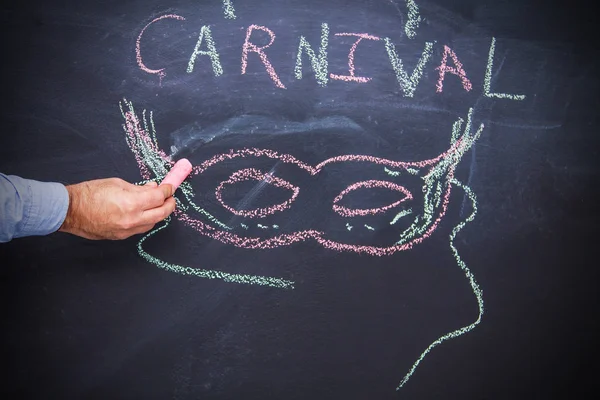 drawing of carnival in chalk on blackboard