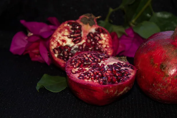 Pomegranate Fruit Black Background — Stock Photo, Image