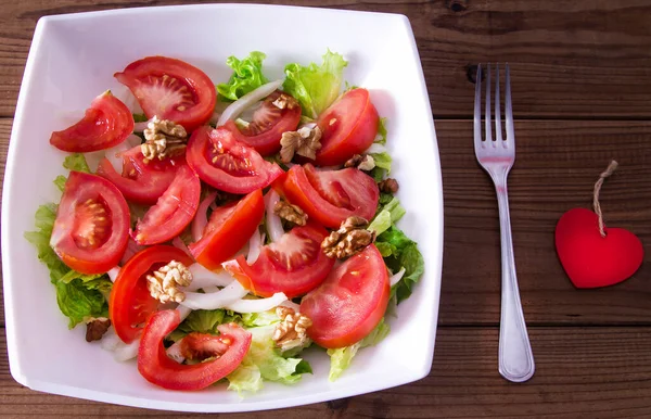 Salada Alface Tomate Dieta Conceito Comida — Fotografia de Stock