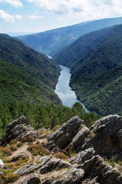 Sil Kanyonu 'nun manzarası Dük, Ribeira Sacra, Bizim, Galiçya, İspanya