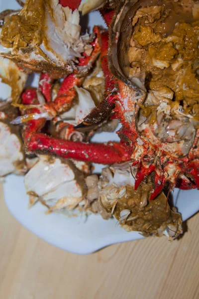 Meeresfrüchte Krabben Auf Tablett Gehackt — Stockfoto