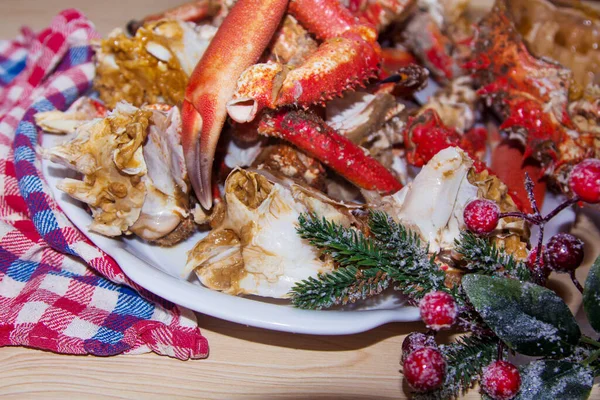Christmas New Year Lunch Dinner Seafood — Stock Photo, Image