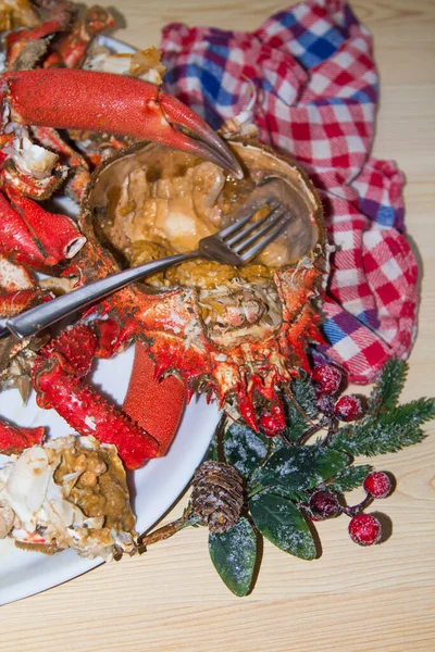 Weihnachten Oder Neujahr Mittagessen Oder Abendessen Meeresfrüchte — Stockfoto