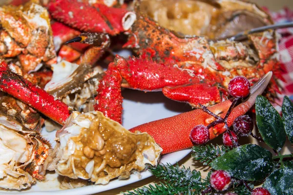 Christmas New Year Lunch Dinner Seafood — Stock Photo, Image