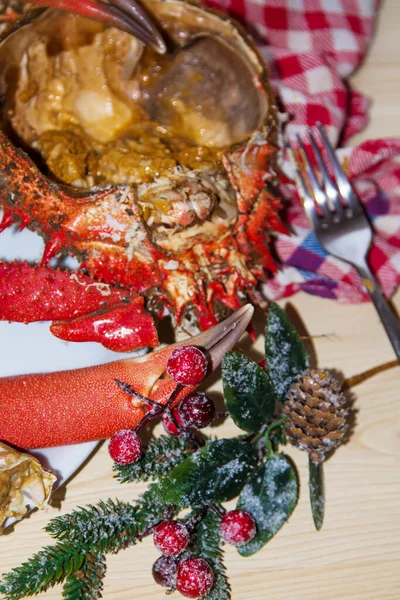 Christmas New Year Lunch Dinner Seafood — Stock Photo, Image