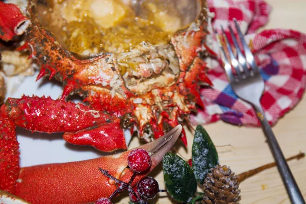 Kerstmis Nieuwjaar Lunch Diner Zeevruchten — Stockfoto