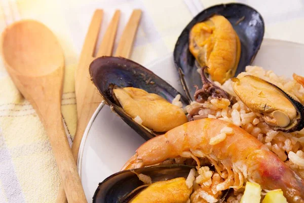 Sabroso Plato Mariscos Arroz Con Mariscos — Foto de Stock