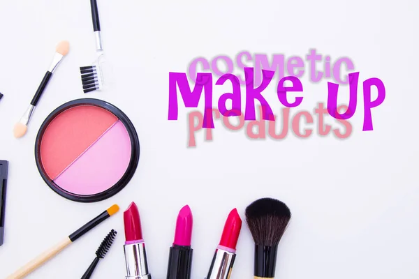 Draufsicht Auf Make Kosmetik Set — Stockfoto